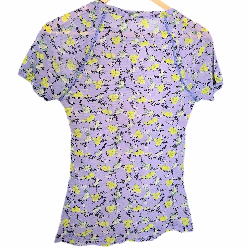 Diane Von Furstenberg Sheer Floral Short Sleeve Tops medium - Picture 5 of 6